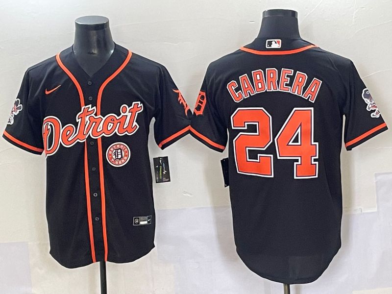 Men 2025 Detroit Tigers #24 Cabrera Black Joint Name Nike MLB Jersey style 7->detroit tigers->MLB Jersey